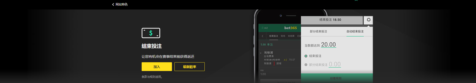 Bet365国际网站特色：结束投注